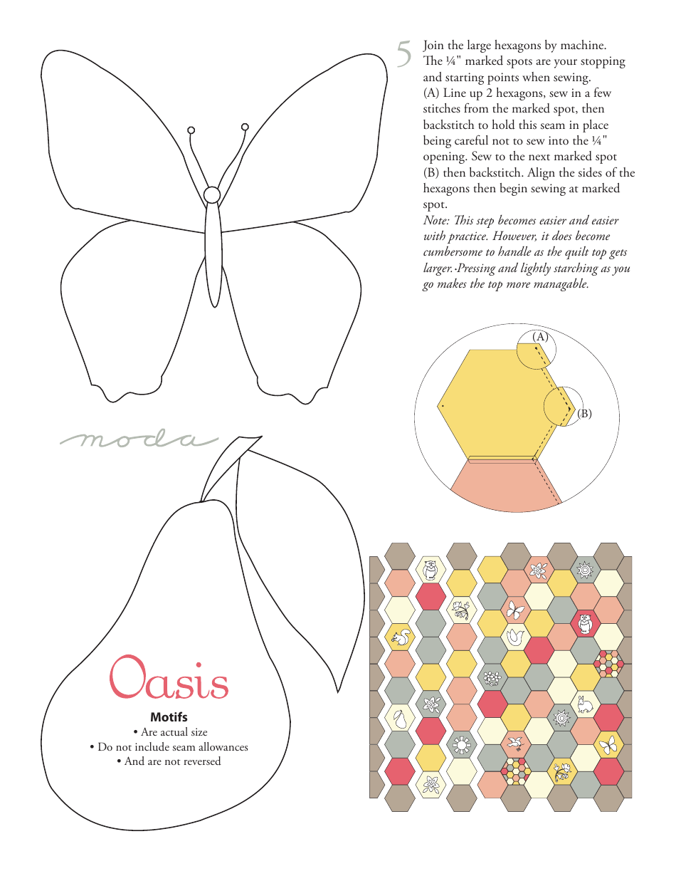 Hexagon Oasis Quilting Pattern Templates, Page 6