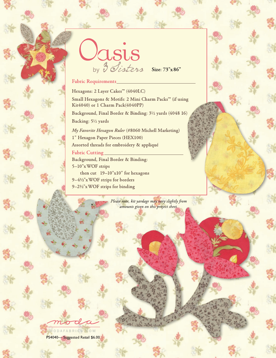 Hexagon Oasis Quilting Pattern Templates, Page 9
