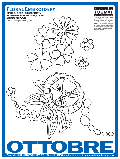 Floral Embroidery Pattern Template