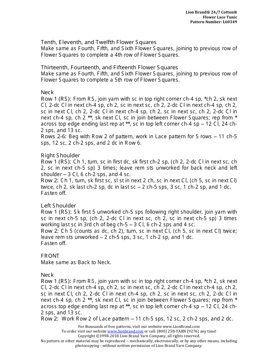 Flower Lace Tunic Crochet Pattern, Page 5