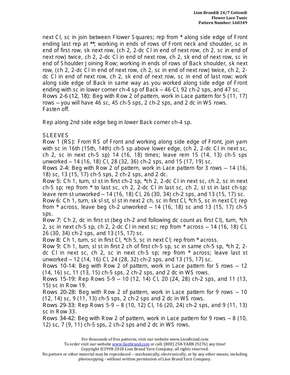 Flower Lace Tunic Crochet Pattern, Page 7