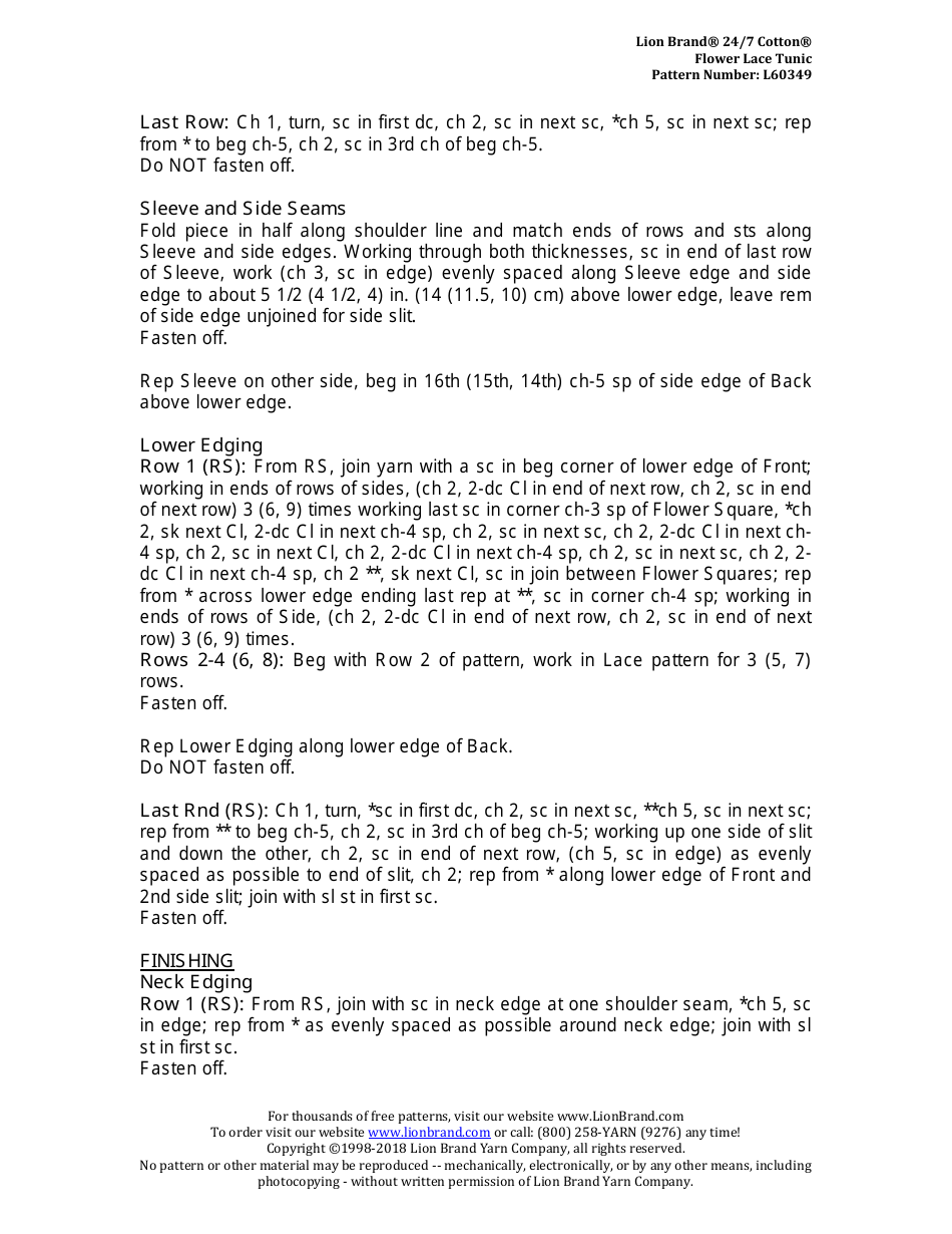 Flower Lace Tunic Crochet Pattern, Page 8