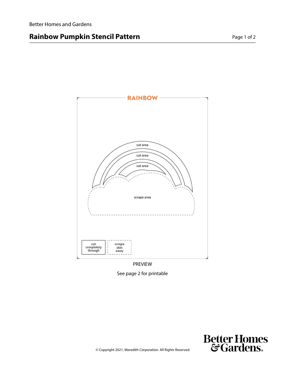 Rainbow Pumpkin Stencil Pattern Template Download Printable PDF