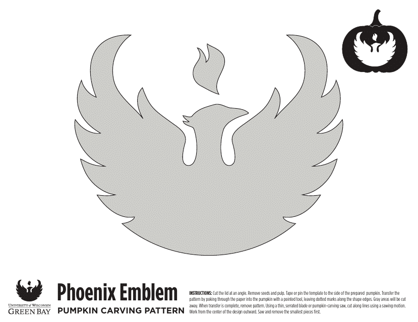 Phoenix Emblem Pumpkin Carving Pattern Template
