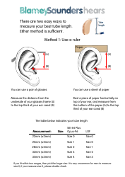 Ear Size Measuring Templates