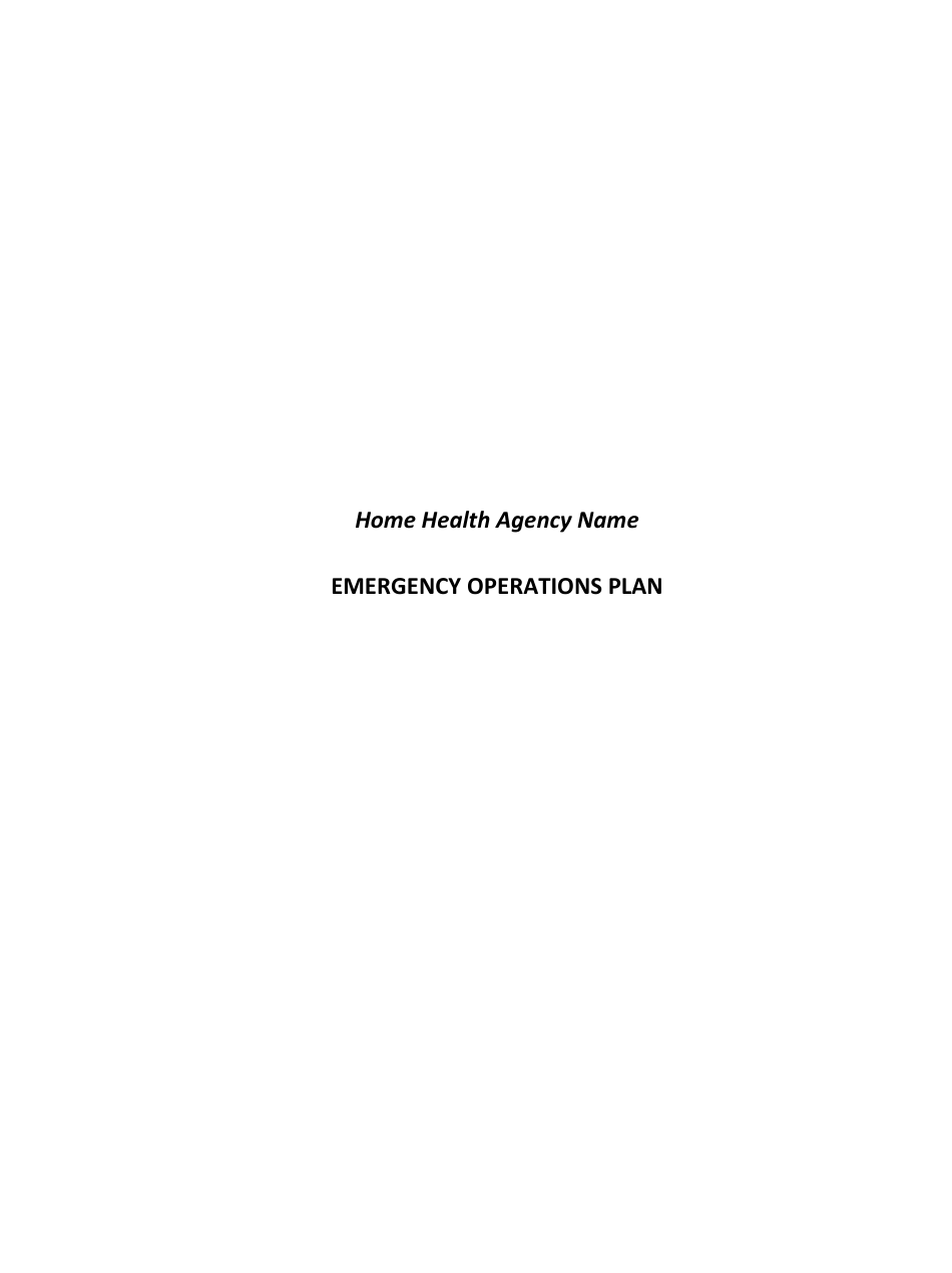 Home Health Agency Emergency Operations Plan - Louisiana, Page 1