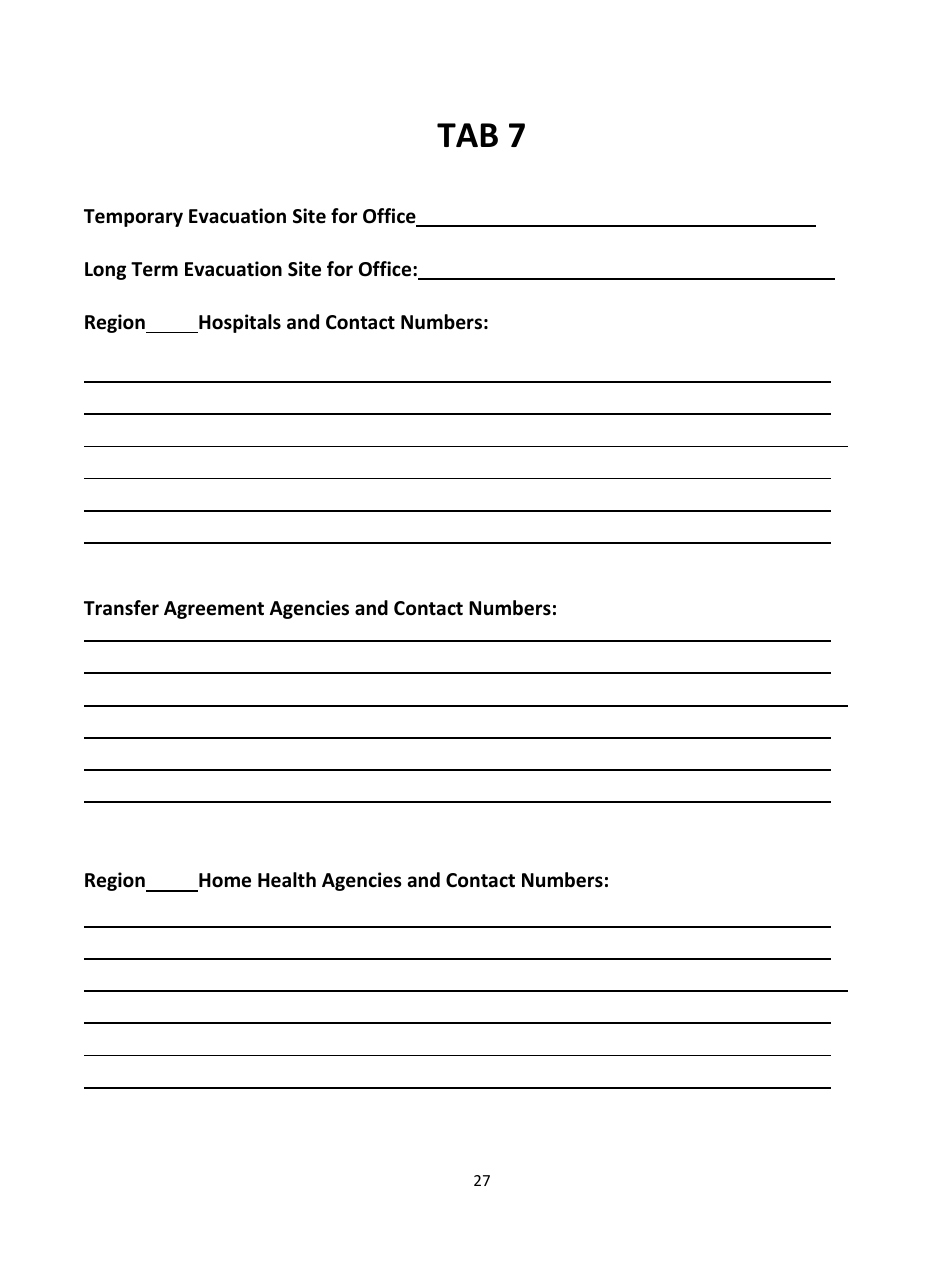 Home Health Agency Emergency Operations Plan - Louisiana, Page 27