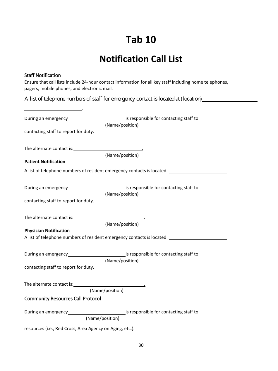 Home Health Agency Emergency Operations Plan - Louisiana, Page 30
