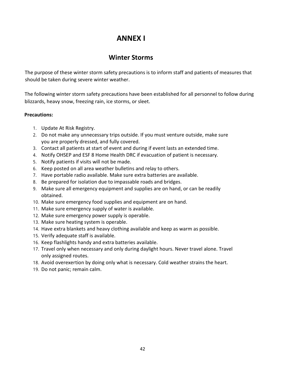 Home Health Agency Emergency Operations Plan - Louisiana, Page 42