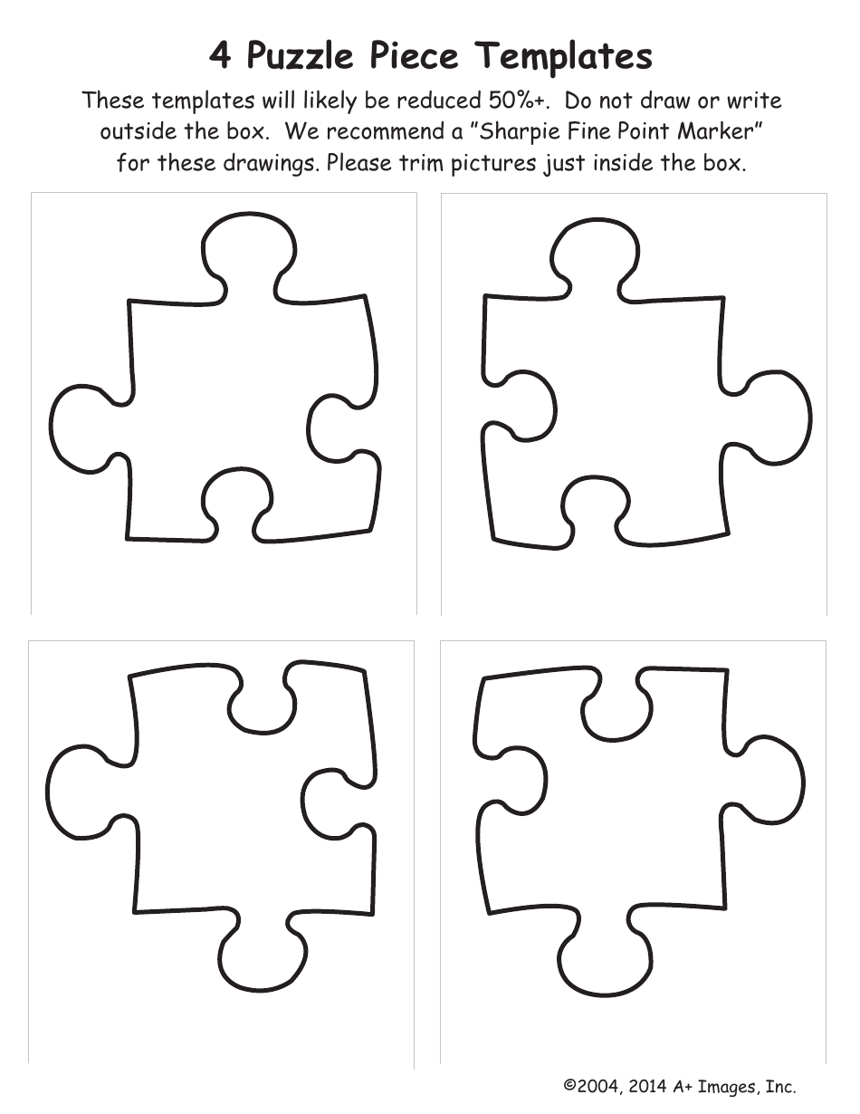 4 Puzzle Piece Templates, Page 1