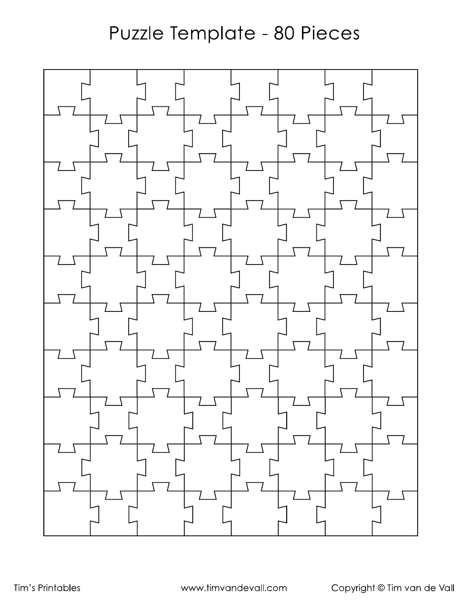 Puzzle Template - 80 Pieces Download Printable PDF | Templateroller