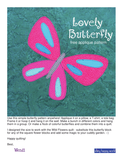 Butterfly Applique Pattern Template - Free Download