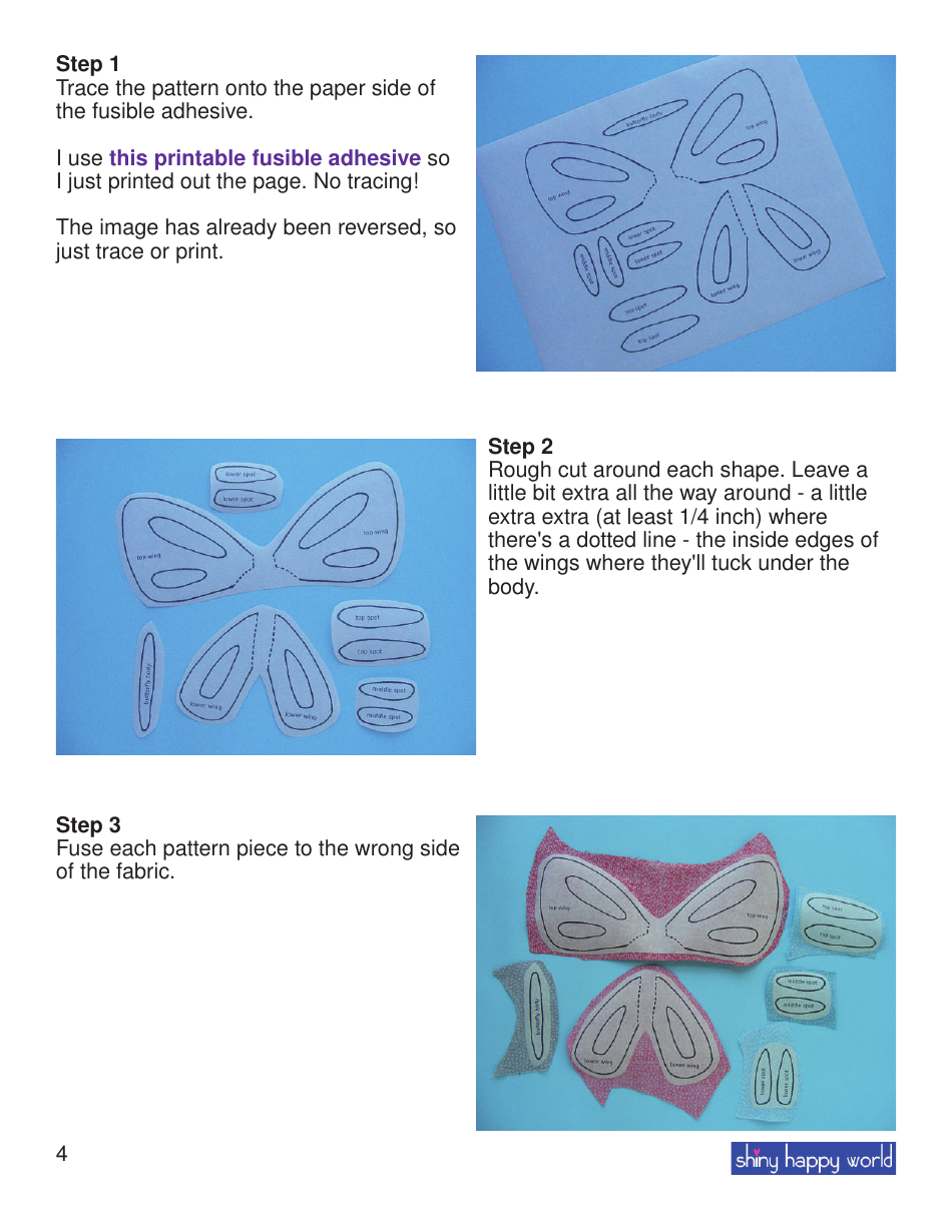 Butterfly Applique Pattern Template, Page 4