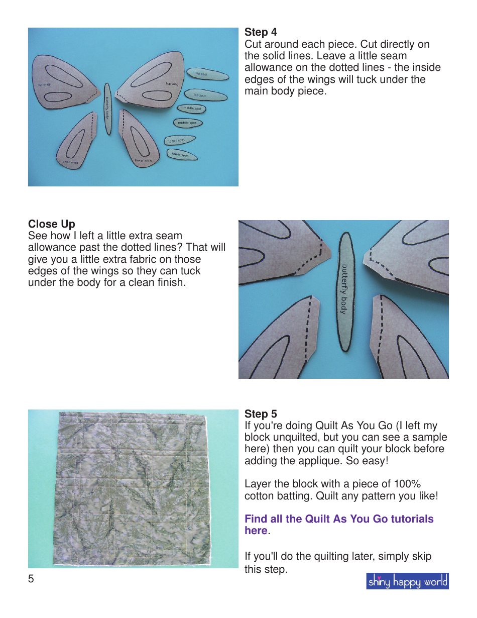 Butterfly Applique Pattern Template, Page 5