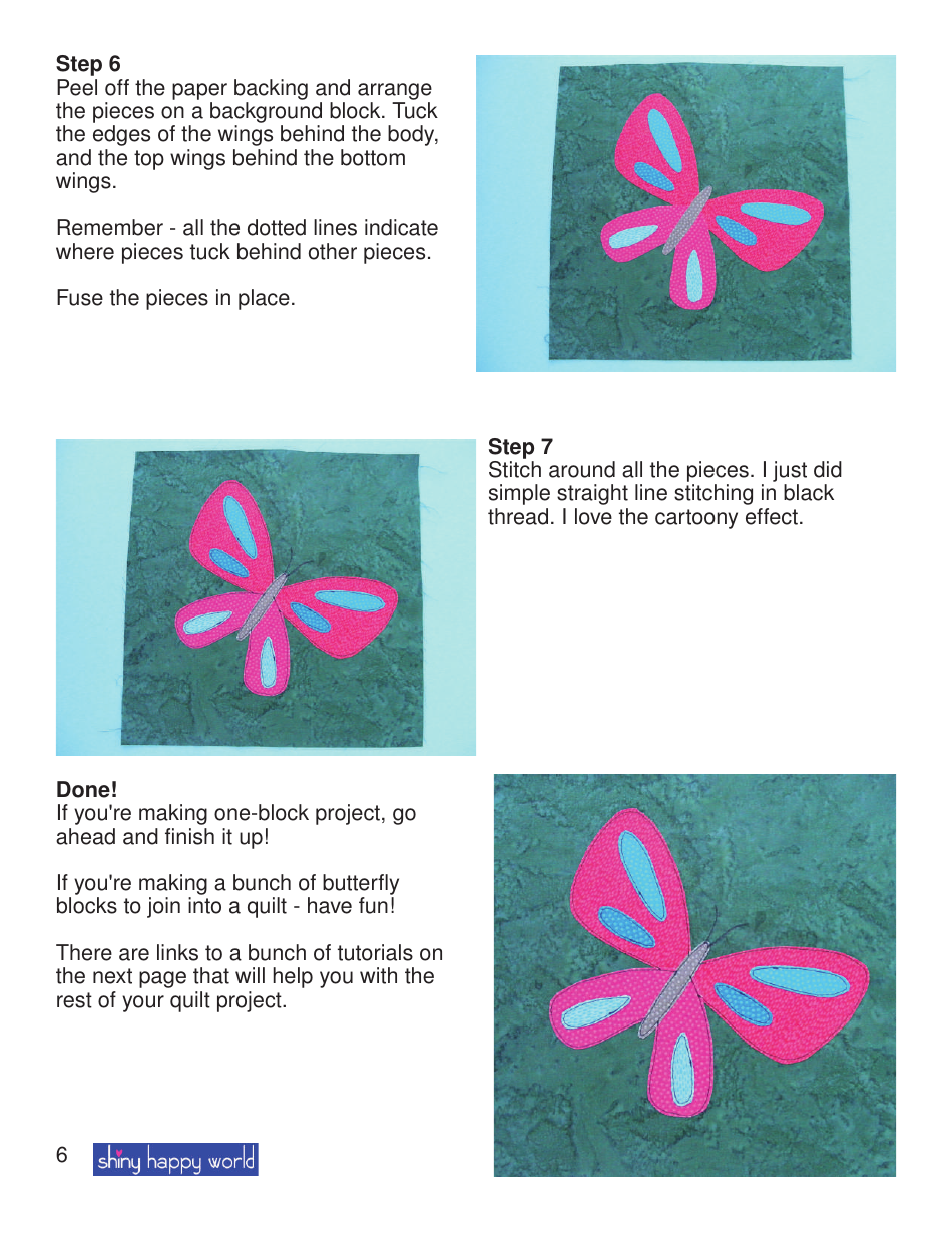 Butterfly Applique Pattern Template, Page 6