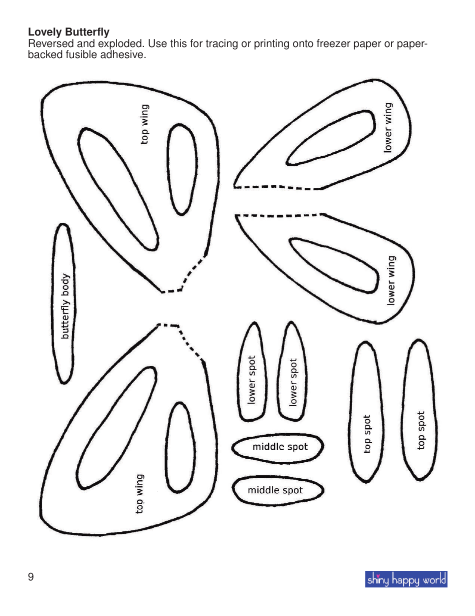 Butterfly Applique Pattern Template, Page 9