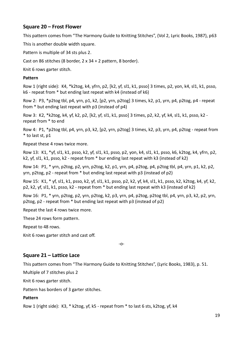 Lace Mystery Blanket Knitting  Crochet Pattern, Page 19