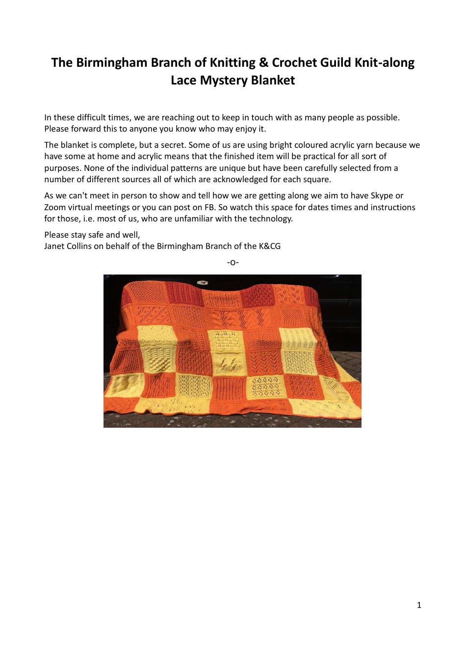 Lace Mystery Blanket Knitting  Crochet Pattern, Page 1