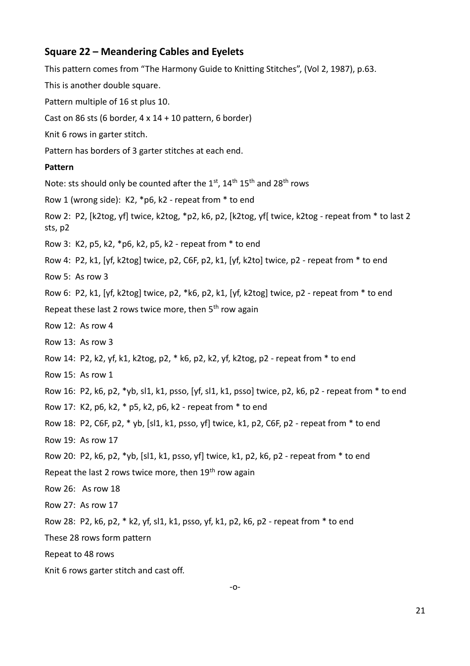 Lace Mystery Blanket Knitting  Crochet Pattern, Page 21