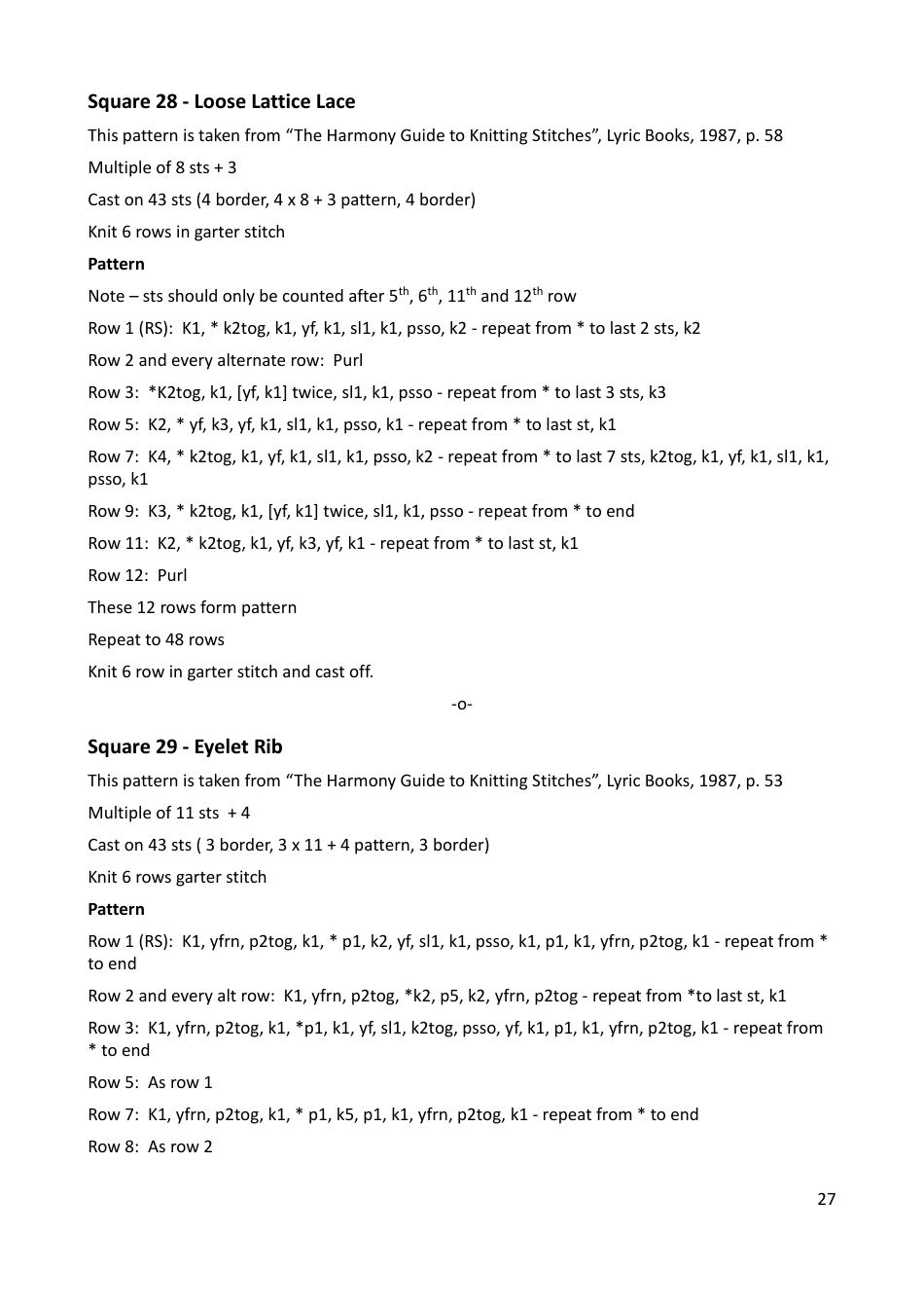 Lace Mystery Blanket Knitting  Crochet Pattern, Page 27