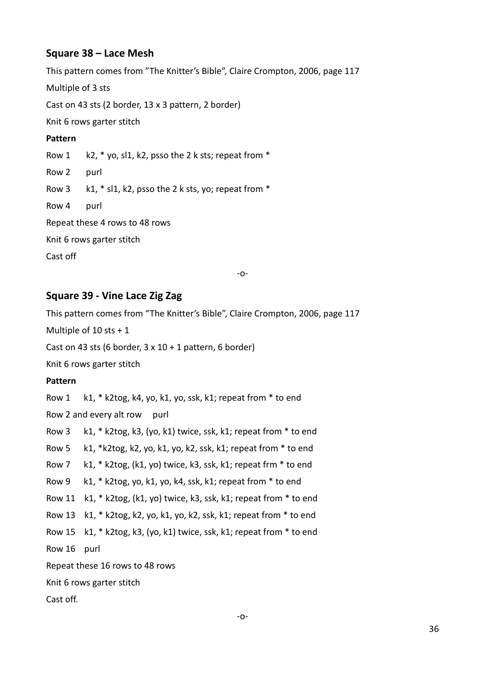 Lace Mystery Blanket Knitting  Crochet Pattern, Page 36