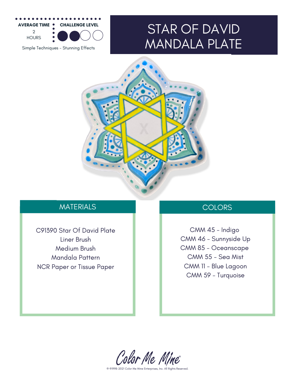 Star of David Mandala Plate Pattern Template Preview Image