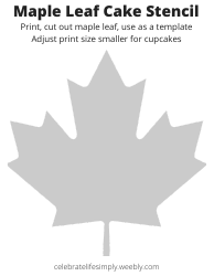 Document preview: Maple Leaf Cake Stencil Template
