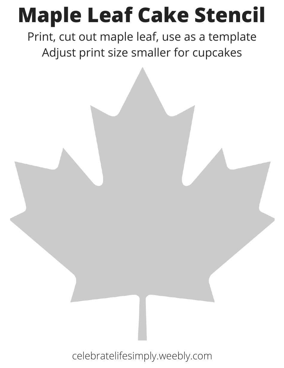 Maple Leaf Cake Stencil Template, Page 1