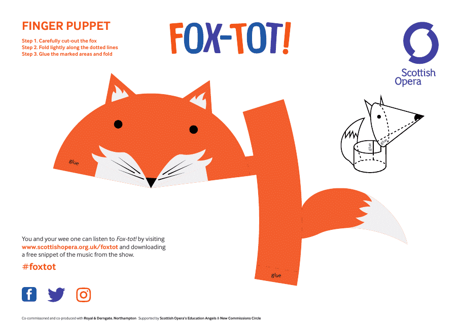 Fox Finger Puppet Template Preview