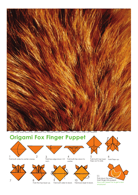Origami Fox Finger Puppet Template