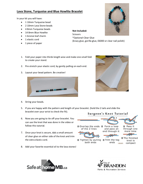 Lava Stone, Turquoise and Blue Howlite Bracelet Beading Pattern Preview