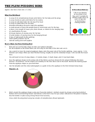 Plum Pudding Bird Sewing Pattern Template, Page 3