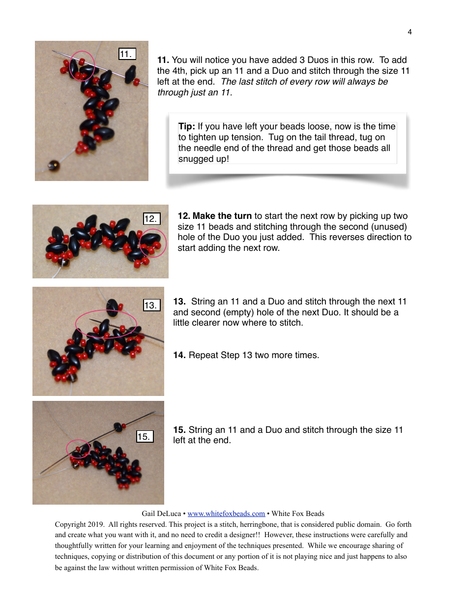 Super Duo Herringbone Bracelet Beading Pattern, Page 4