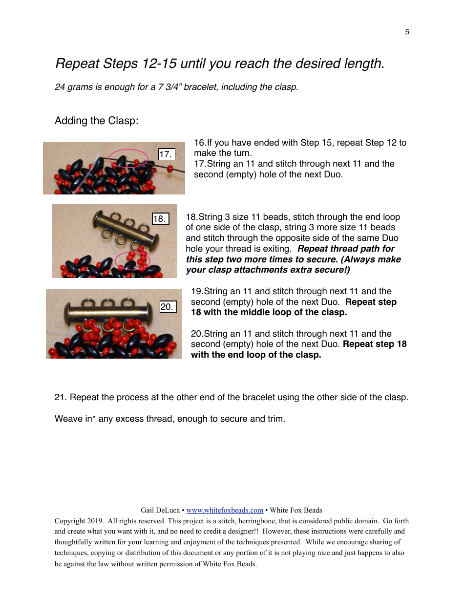 Super Duo Herringbone Bracelet Beading Pattern, Page 5