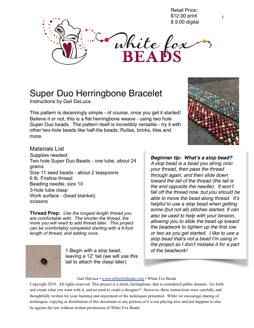 Super Duo Herringbone Bracelet Beading Pattern - Image Preview