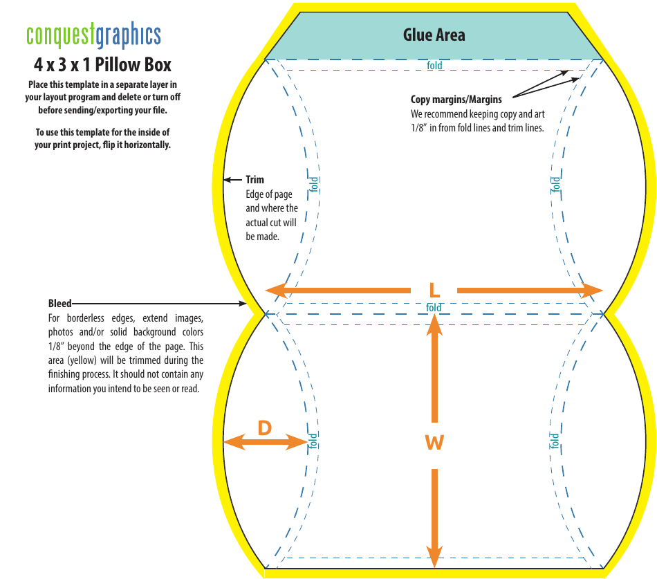 4x3x1 Pillow Box Template Download Printable PDF Templateroller