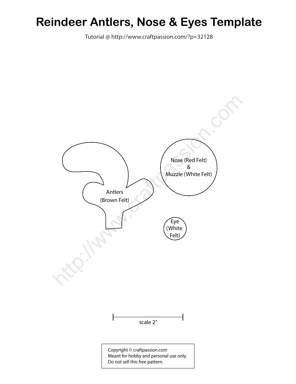 Reindeer Antlers, Nose & Eyes Template Download Printable Pdf 