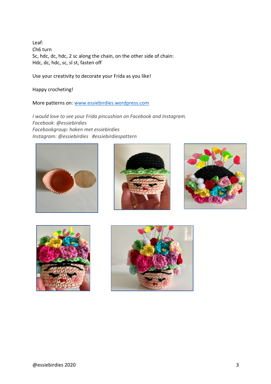 Frida Pincushion Sewing Pattern, Page 3