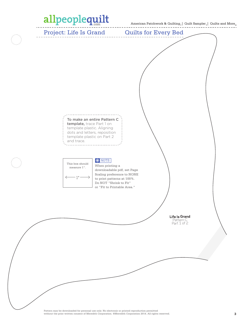 Life Is Grand Quilt Pattern Templates, Page 3