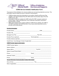 Document preview: Core Service Initiation Notification Form - New York