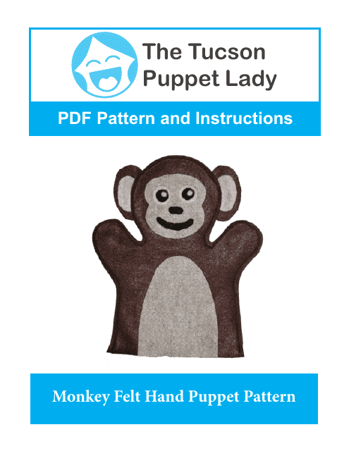 Monkey Felt Hand Puppet Pattern Template - Preview Image