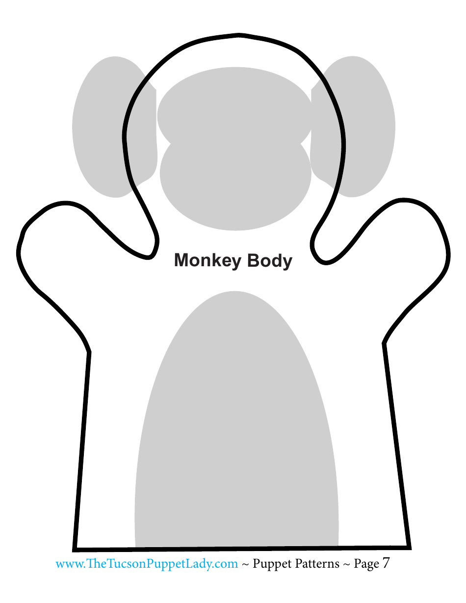 Monkey Felt Hand Puppet Pattern Template, Page 7