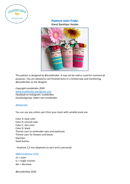 Mini Frida Hand Sanitizer Holder Crochet Pattern - Preview Image