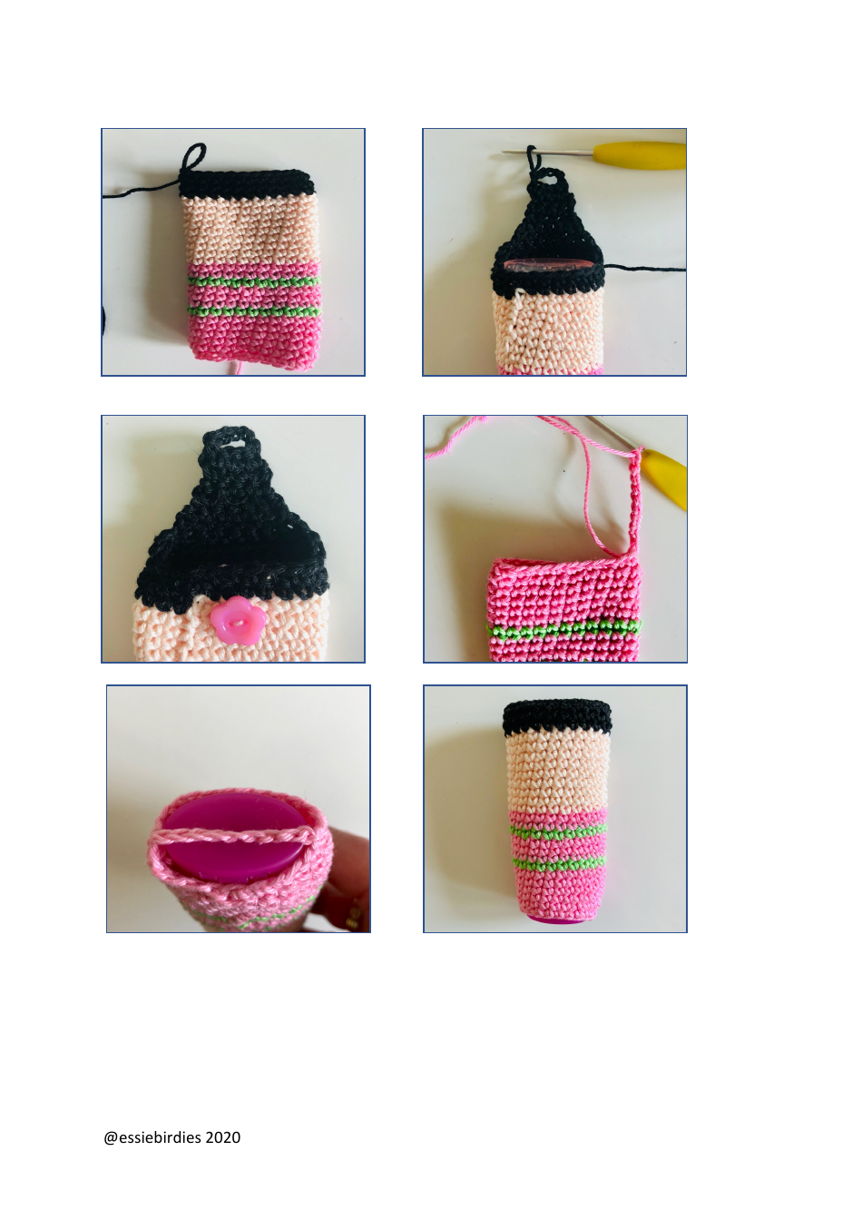 Mini Frida Hand Sanitizer Holder Crochet Pattern, Page 4