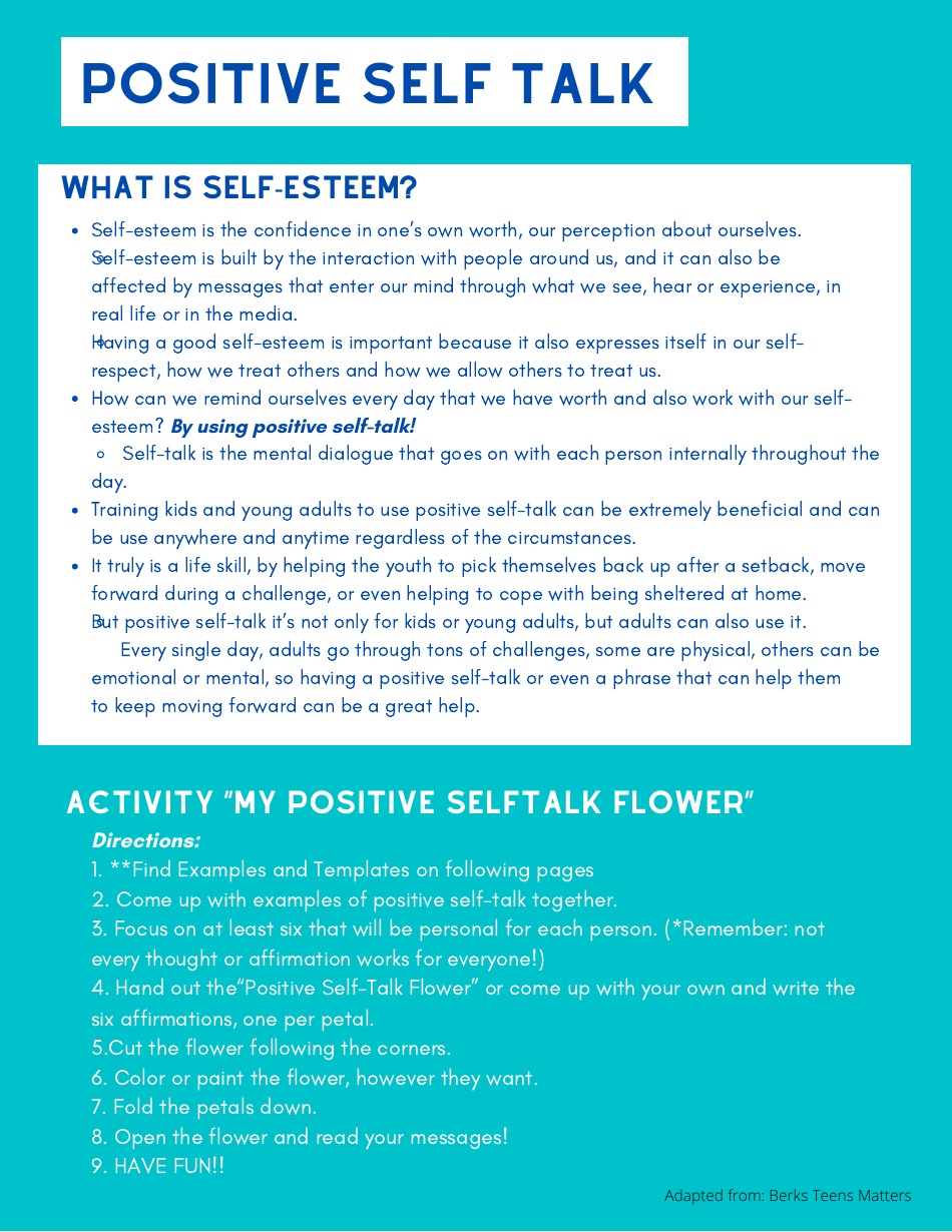 Positive Self-talk Flower Template