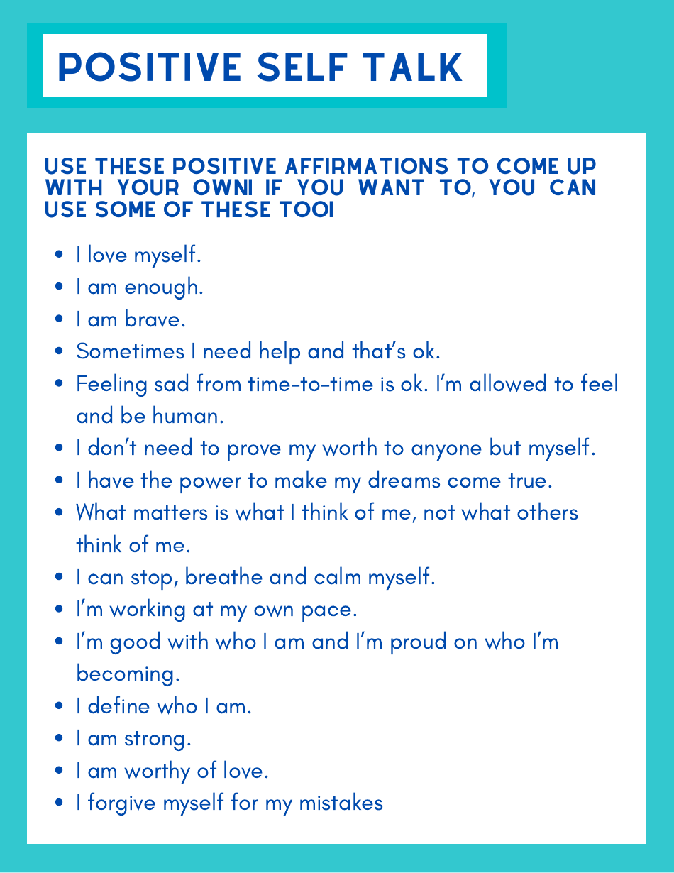 Positive Self-talk Flower Template Download Printable PDF | Templateroller