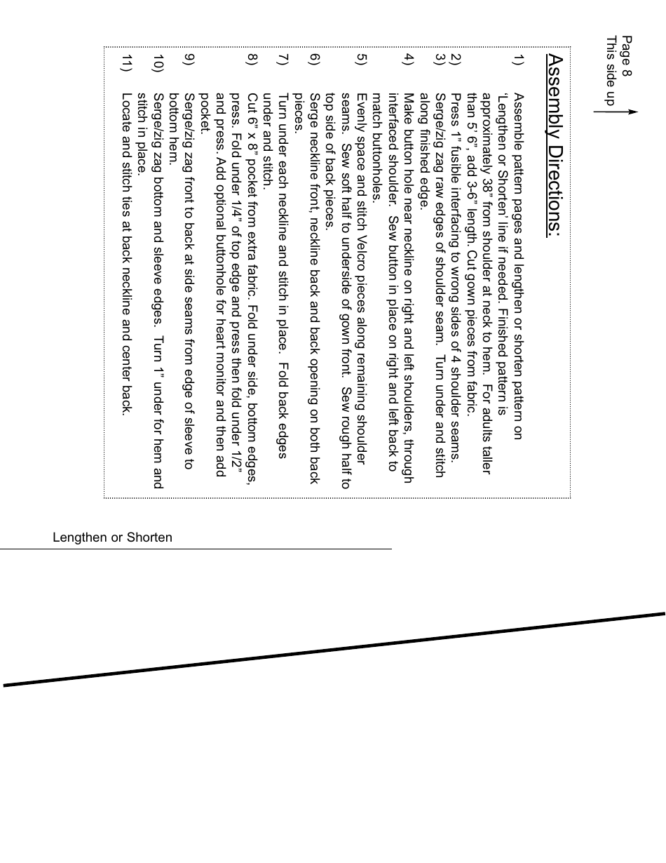 Adult Hospital Gown Sewing Pattern Templates, Page 8