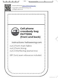 Document preview: Cell Phone Crossbody Bag Sewing Pattern Template