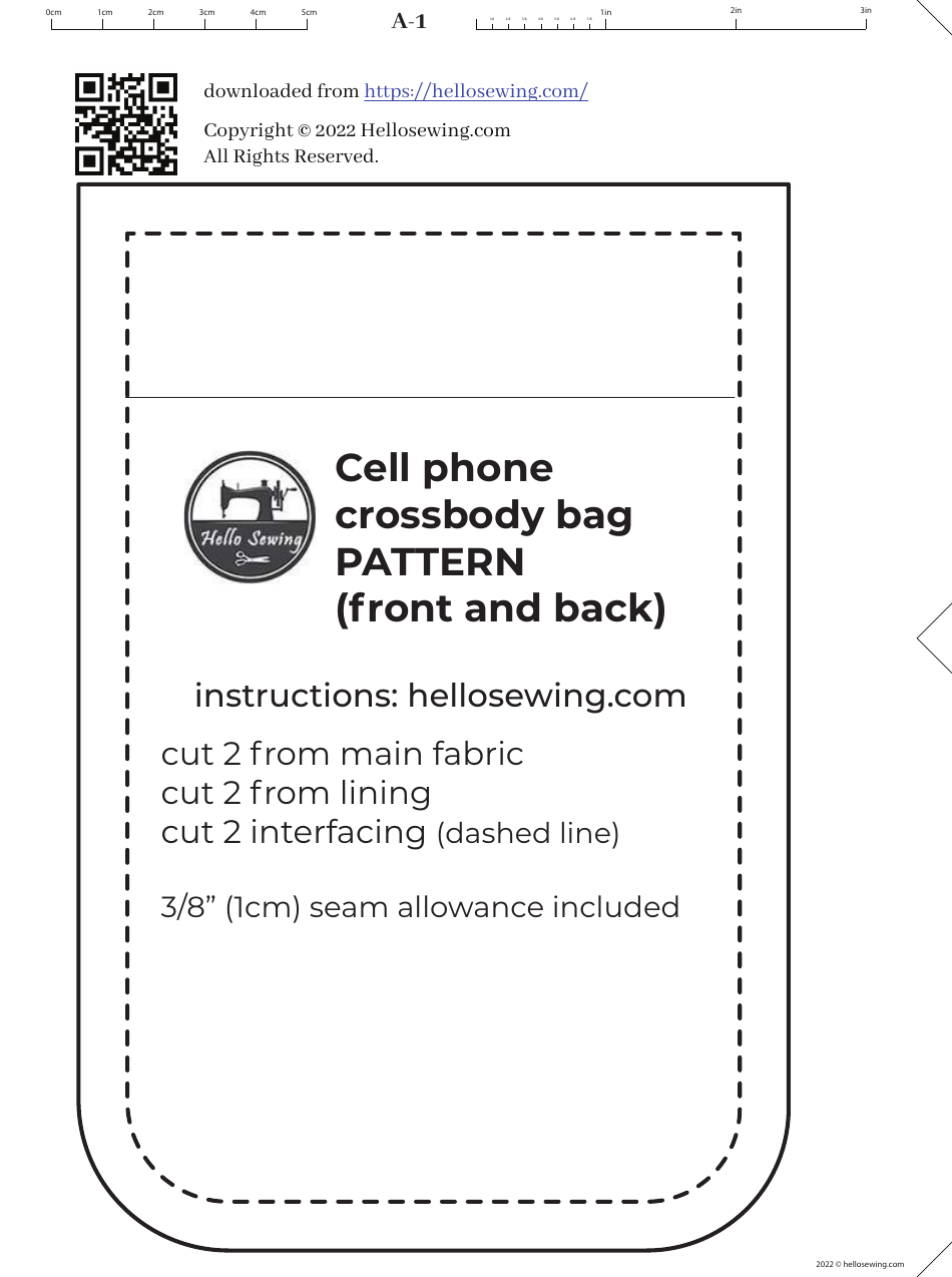 The Cell Phone Crossbody Bag Sewing Pattern Template - Delicate floral designs