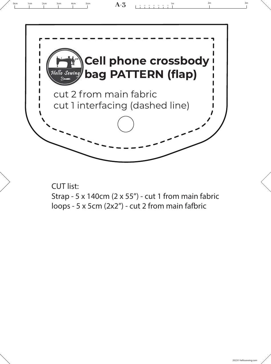 Cell Phone Crossbody Bag Sewing Pattern Template, Page 3